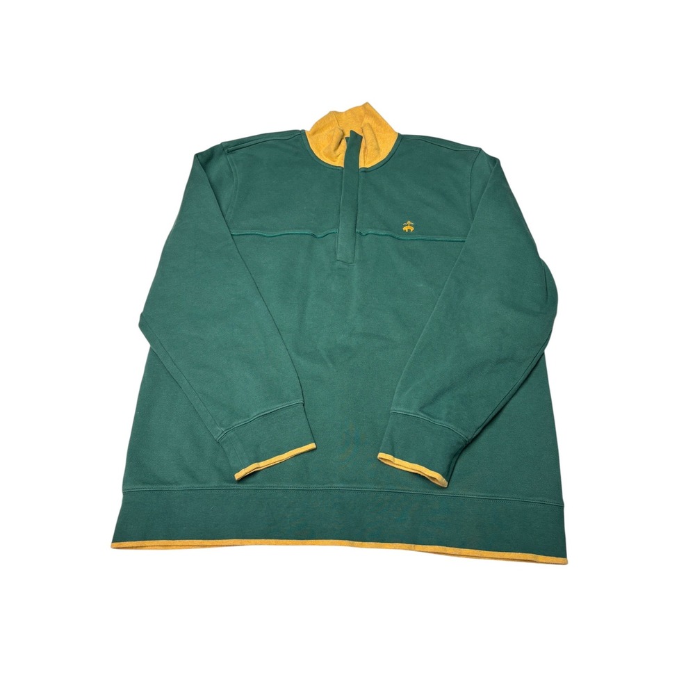 Brooks Brothers 1818 Mens XL Green Yellow Quarter Snap Pullover Sweatshirt